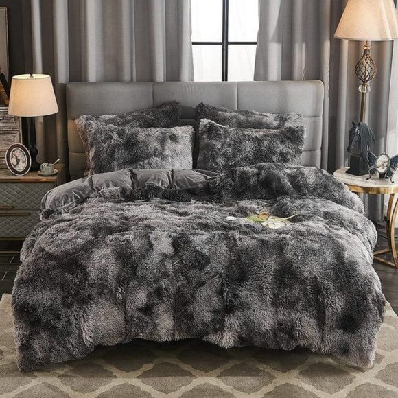 FLA$H $ALE $90 OFF    Shaggy Fluffy Faux Fur Duvet Cover Set - Picture 16 of 16